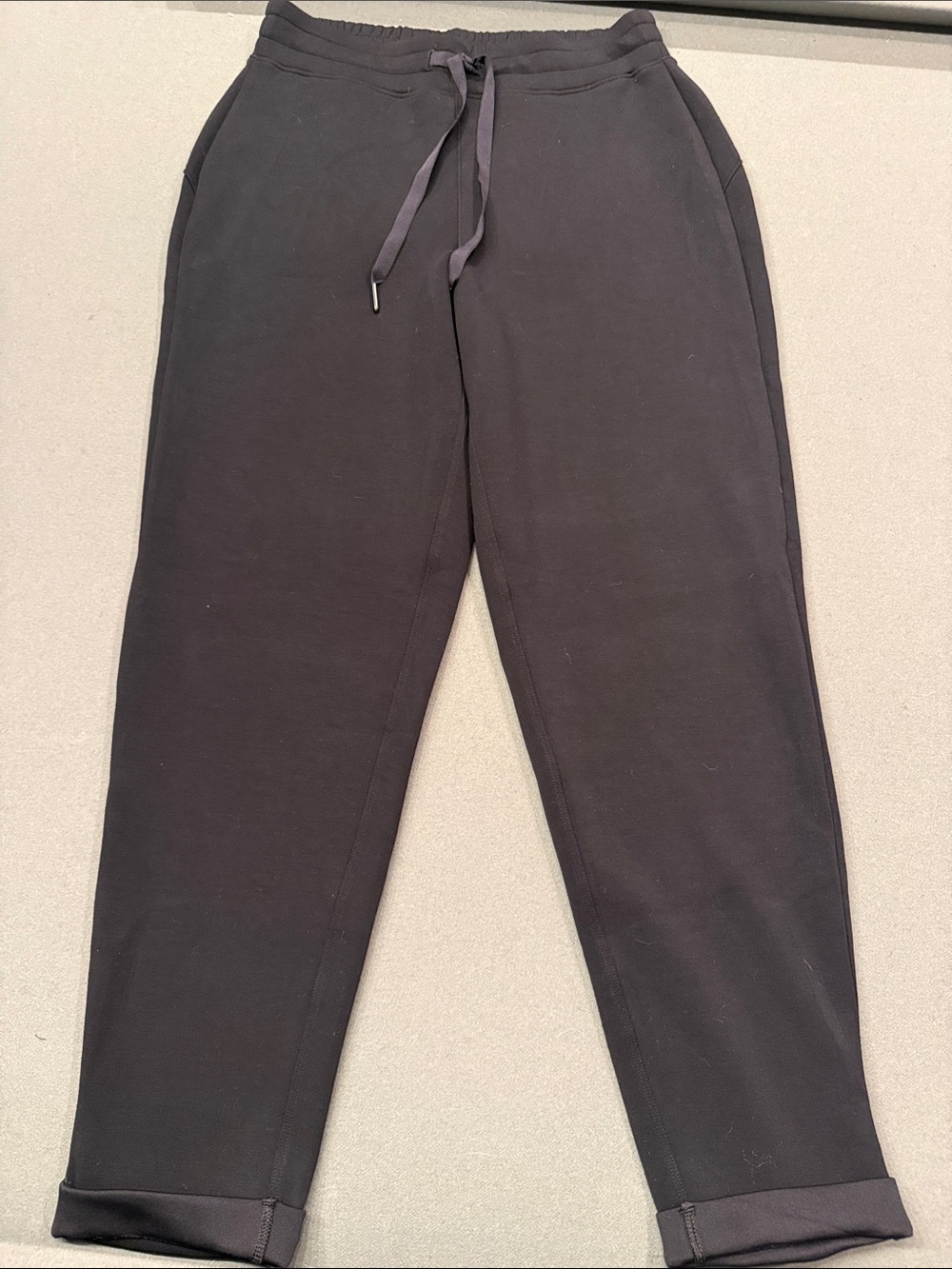 SPANX  Black Drawstring Joggers with Cuffed Hem